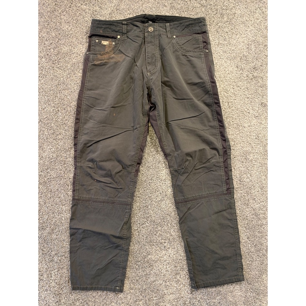 Kuhl Pants Mens 36x32 Gray Rydr Hiking Outdoor Workwear Distressed Stained *